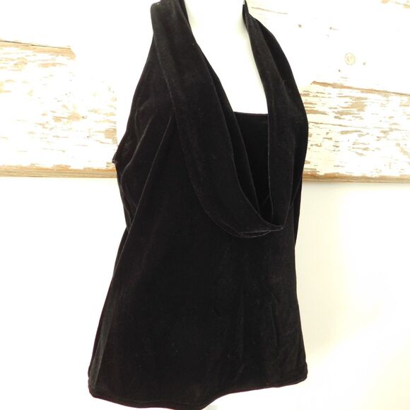 Vintage Medium Jessica McClintock Black Velvet Top Formal Racerback Cowl Y2K NWT - Picture 5 of 12